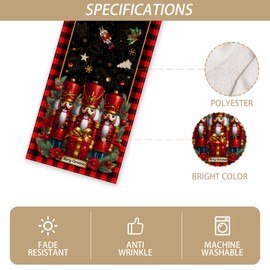 Linen Black Nutcracker Christmas Table Runner African American Nutcracker Tablecloth Christmas Xmas Winter Holiday Decorations and Supplies for Home Kitchen Table-13×72''