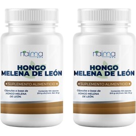 NAIMA Hongo Melena de León Orgánico, 100 Cápsulas  Lions Manes Suplemento Alimenticio 100 Puro Ingredientes Naturales, Sin Aditivos  Memoria y