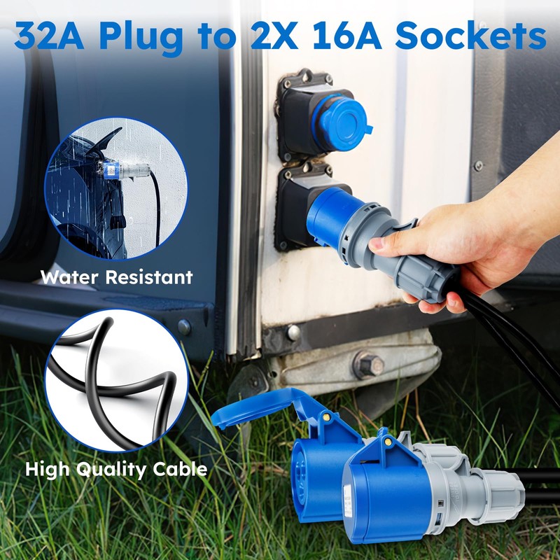 vapourd 32A Plug to 2 x 16A Sockets, 2 Way