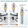 Pop Up Drain Stopper with Overflow for Bathroom Sink, Brushed