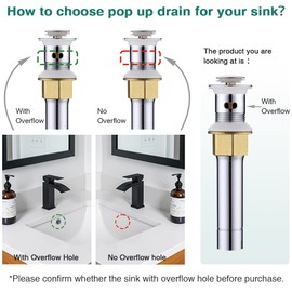 Pop Up Drain Stopper with Overflow for Bathroom Sink, Brushed Nickel Stainless Steel Bathroom Sink Drain, Universal Basin Drain, Lavatory Sink Drain Stopper with Detachable Basket