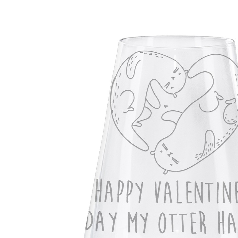 Mr. & Mrs. Panda Weißwein Glas Otter Valentine - Geschenk,