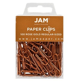 JAM Paper Colored Standard Paper Clips - Small - Rose Gold - 100/pack