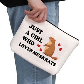 PYOUL Muskrats Lovers Gift Who Loves Muskrats Makeup Bag Wetland Rodent Cosmetic Bag Marsh Animal Lover Gift (Loves Muskrats Bag)