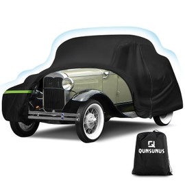 QUNSUNUS Waterproof Car Cover for Ford Model A Coupe/Roadster 1928-1931, All Weather Outdoor Car Covers with Zipper and Elastic Edges for Wind, Sun, UV and Dust Protection