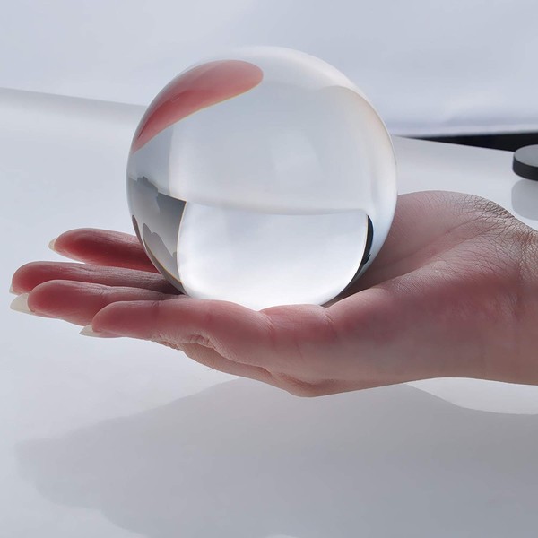 Amlong Crystal New Clear Crystal Ball Sphere Asian Quartz 80mm (3 inch Diameter) with Wooden Stand and Gift Box