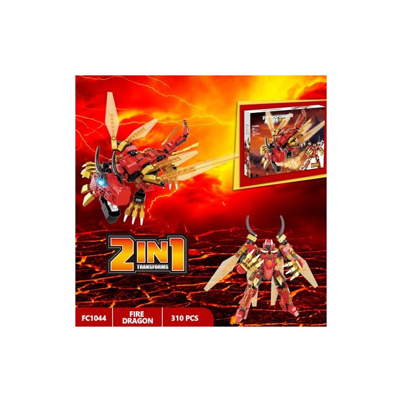 Elemental Dragon 2 in 1 Transformable Ninja Mech Warrior Building
