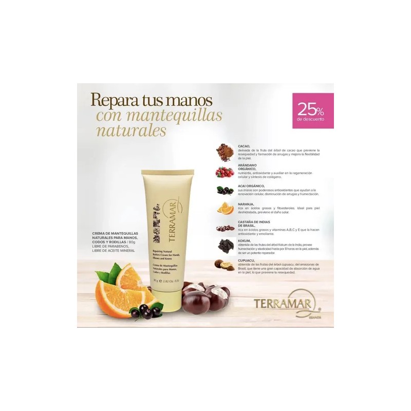 Crema De Mantequillas Naturales Para Manos, Codos Terramar