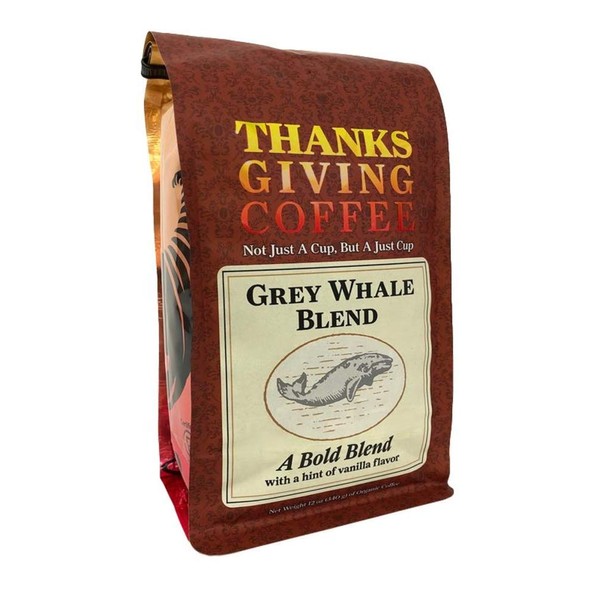 Thanksgiving Coffee "Grey Whale Blend- Flavored Coffee" Medium Roasted Whole Bean Coffee - 12 Ounce Bag