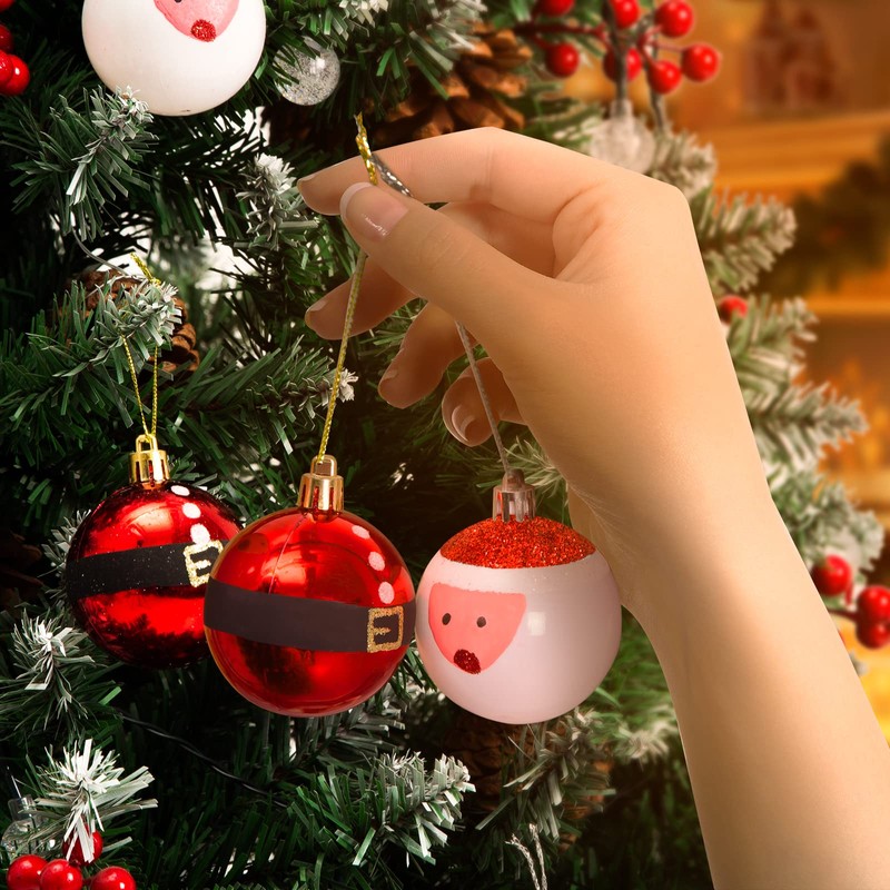 6cm 12pcs Santa Claus Christmas Ball Ornaments Set Decorative Tree