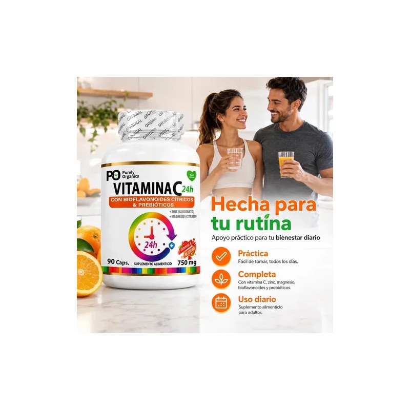 Vitamina C24h De Liberación Prolongada | 90 Cápsulas | Purely