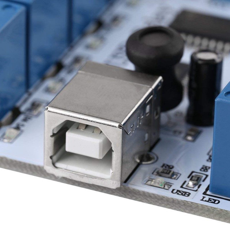 8-Channel 12V USB Relay Board, 8-Channel 12VDC Type-B USB Relay