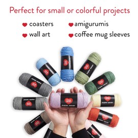 Red Heart Super Saver Yarn Super Craft Kit Pastels, with 12 Pack of 50g/1.7 oz. 4 Medium Worsted Yarn for Knitting & Crocheting, 12 Colors, Perfect for Chunky Sweaters, Blankets, Amigurumi