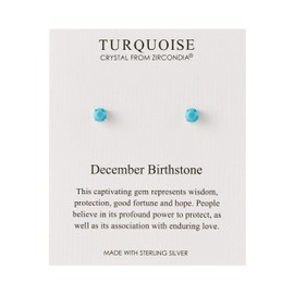 Philip Jones Sterling Silver December (Turquoise) Birthstone Earrings Created with Zircondia® Crystals