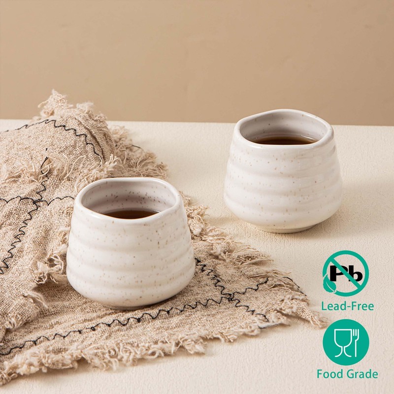 YumiPLUS 4pcs Ceramic Tea Cup Set – 160ml 5.4OZ Porcelain
