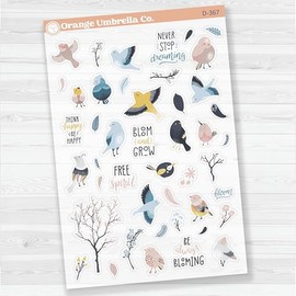 Birds and Bloom Journaling Deco Sheet Planner Stickers | Clear Matte | D-367-CM