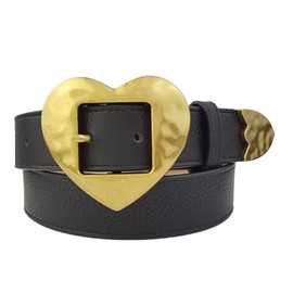 Axesoria Vintage Gold Heart Buckle and Tip Belt Black S