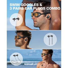 ZIONOR G1 Lite Polarized Swimming Goggles with 3 Pairs Earplugs, Anti-Fog UV Protection Swim Goggle for Adult Men Women Youth