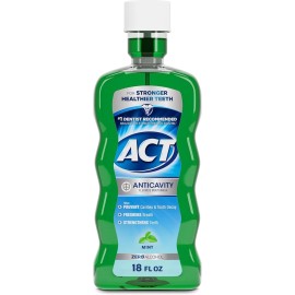 ACT Zero Alcohol Fluoride Mouthwash 18 fl. oz. with Dosing Cup, Mint - Dental Ca