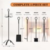 Gtongoko 35 Inch Fireplace Tools Set 5 Pcs Black Wrought