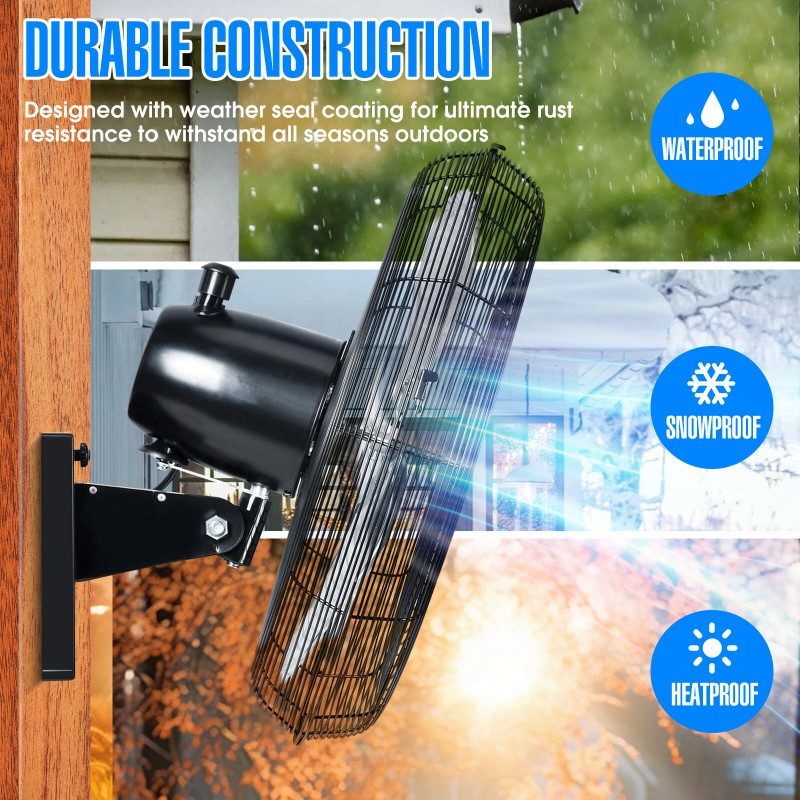 iLiving 18/20" Outdoor Oscillating High Velocity Wall Fan, Weatherproof Motor