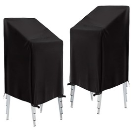 Focenat Pack of 2 Garden Chair Covers, Protective Cover, Garden Furniture, Winterproof, Waterproof Covers for Chairs, 210D Oxford Fabric, Stackable Chairs Cover (75 x 75 x 120 cm)