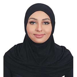 AL AMIRA Hijab One Piece Cotton Hijab 1 pcs Muslim Hijab Amira 1 Piece Easy Hijab (Black)