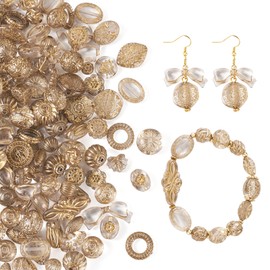 KISSITTY Gray Assorted Acrylic Beads Bohemia Aesthetic Beads Heart Flower Leaf Butterfly Round Shape Drilled Spacer Beads for DIY Necklaces Earrings Bracelets Jewelry Making 100 Gram