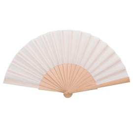qijiefenCC Foldable Hand Fan, Wedding Fan, Chinese Folding Fan, Bamboo Handheld Folding Fan for Birthday, Party, Wedding, Wall Decoration, White