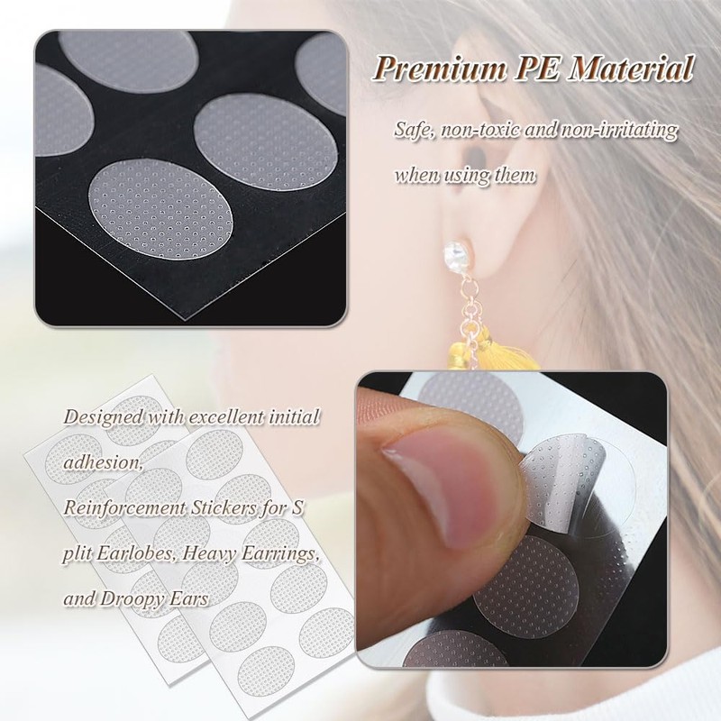 Earring Stickers for Split Earlobes, 200 Pcs Earring Support Patches