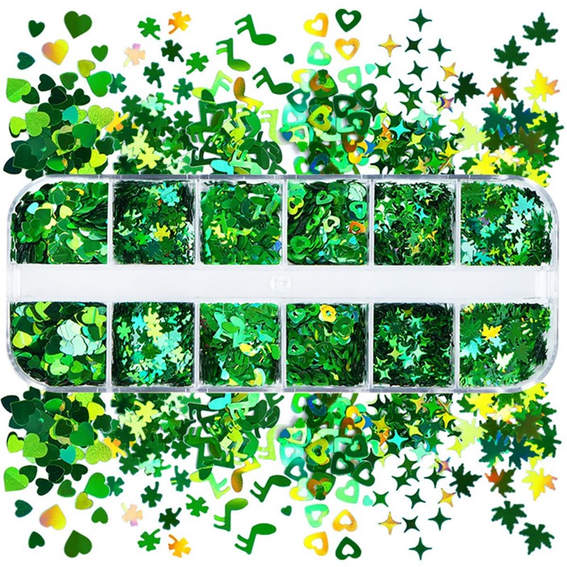 St. Patrick's Day Nail Glitter Sequins for Nail Art Green