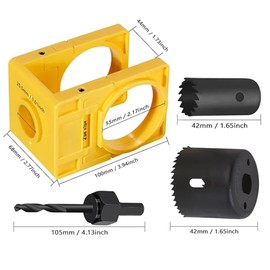 1 Set Door Lock Installation Kit - Carbon Steel Door Drill Kit, Door Saw Kit with Guide Template | Door Knob Saw Set, Wood Door Installation Tool, Door Lock Installation Tools (Yellow)