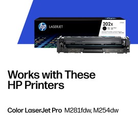 HP 202X Black High-Yield Toner Cartridge Printers | Works with Color LaserJet Pro M254, Color LaserJet Pro MFP M281 Series | CF500X