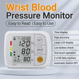 Wrist Blood Pressure Monitors for Home Use Blood Pressure Machine with Bp Cuff 5.47-7.68", Voice Broadcast, 2x120 Memory, Measurable Board Carrying Case and AAA Battery Bp Monitor(White)