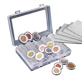 XYZsundy 100 Pieces 30mm Coin Capsule,5 Sizes Protect Gasket, Coin Holder Case with Storage Organizer Box for Coins Collector Coin Collection Supplies (30mm Coin Capsule)