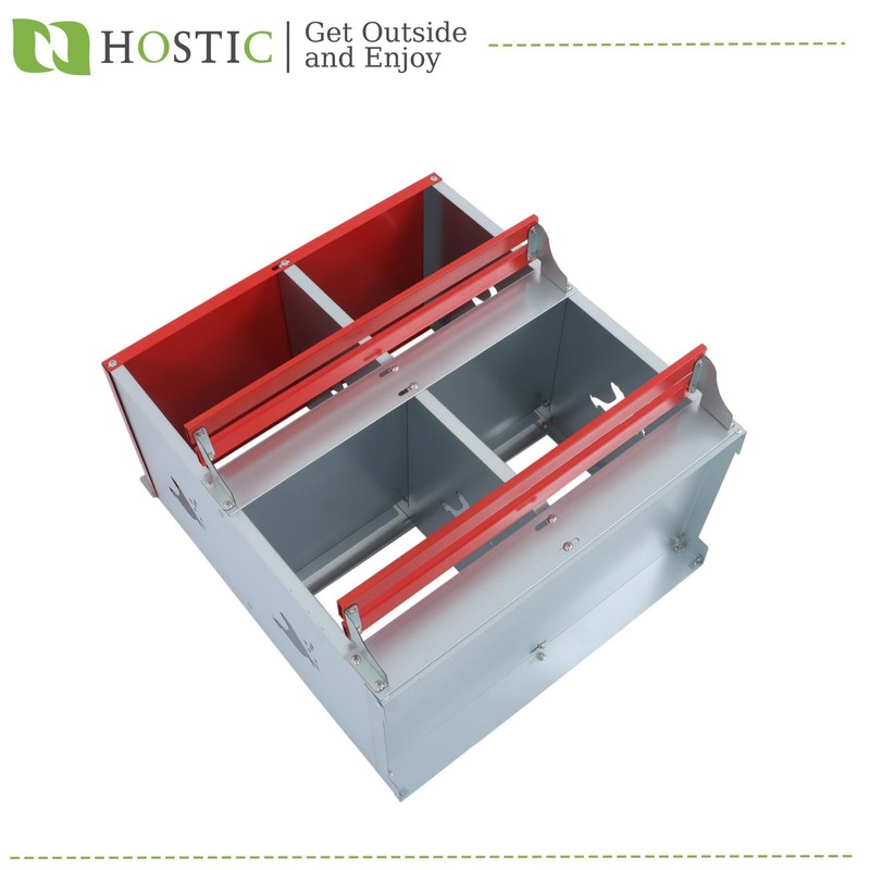 HOSTIC Red Chicken Nesting Boxwith Egg Collection 6 Compartment Nesting