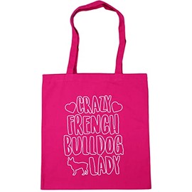 Hippowarehouse Crazy french bulldog lady dog Tote Shopping Gym Beach Bag 42cm x38cm, 10 litres