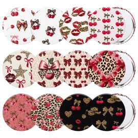 RattanView 12 Pcs Cheetah Print Party Favors Mini Compact Mirror Bulk Leopard Print and Cherry Bow Party Favors Y2k Little Pocket Mirrors for Women Birthday Baby Shower Wedding Bachelorette Gifts