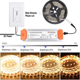 60W Dimmable Led Driver Transformer, Power Supply 120AC to 12V DC, Compatible with Lutron, Leviton Dimmers for LED Strip Lights