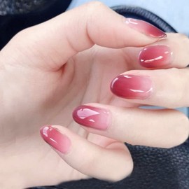 Sethexy Ballerina False Nails, Pink Shiny Nails, Stick-On Ombre False Nails, Pack of 24, Acrylic Art Press on Nail Tips