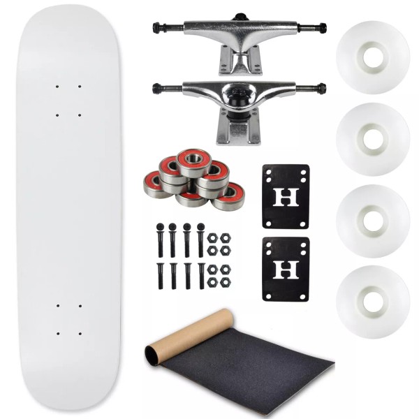 Moose Complete Skateboard Dip White 7.63" With Silver Trucks and