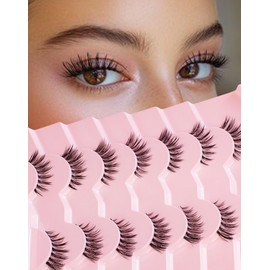 Adious Manga Lashes Anime False Eyelashes Natural Spiky Fake Lashes Wispy Manhua Lashes Natural Look Short Asian Faux Mink Lashes Japanese Eye Lashes Cosplay Strip Lashes Pack XA05