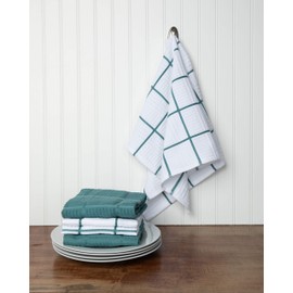 Sticky Toffee Cotton Kitchen Towels Set of 4, Blue and White, 28 x 16 in, Absorbent Reusable Hand and Dish Towels, Tea Towels, Oeko-Tex Cotton