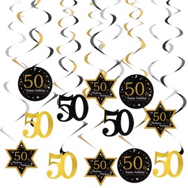 Dacitiery 50th Birthday Party Hanging Swirls Decorations, Birthday Party Decorations,22PCS Shiny Celebration Hanging Swirls Decorations for 50th Birthday Party Supplies