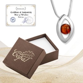 Copal Women's Necklace with Genuine Baltic Amber and Sterling Silver Pendant, Sterling Silver, Amber, amber pendant