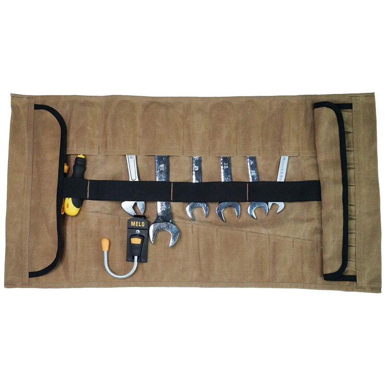 MELOTOUGH 32 Pockets Waxed Canvas Tool Roll Up Pouch Wrench