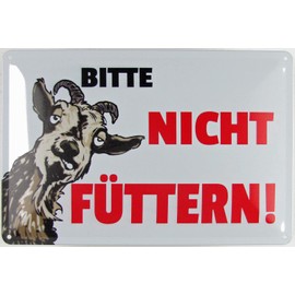 Tin Sign 20 x 30 cm Curved Please Do Not Feed Goat Decorative Gift Sign
