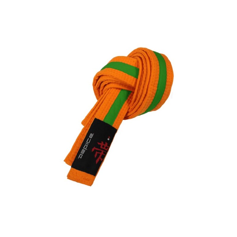 DEPICE Budo Belt Orange/Green 220 Two-Tone - Intermediate Belt Martial