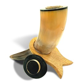 Very Unique & Beautiful Genuine Horn Cremation Urn - Memorial Keepsake for Humans & Pets - Engraved with Stand