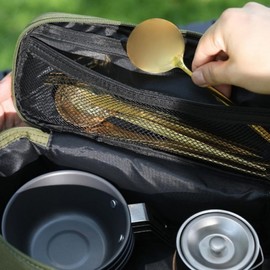 Multi-purpose Camping Dishware and Kitchen Tool Storage Bag Camping Bag Brown 10ea